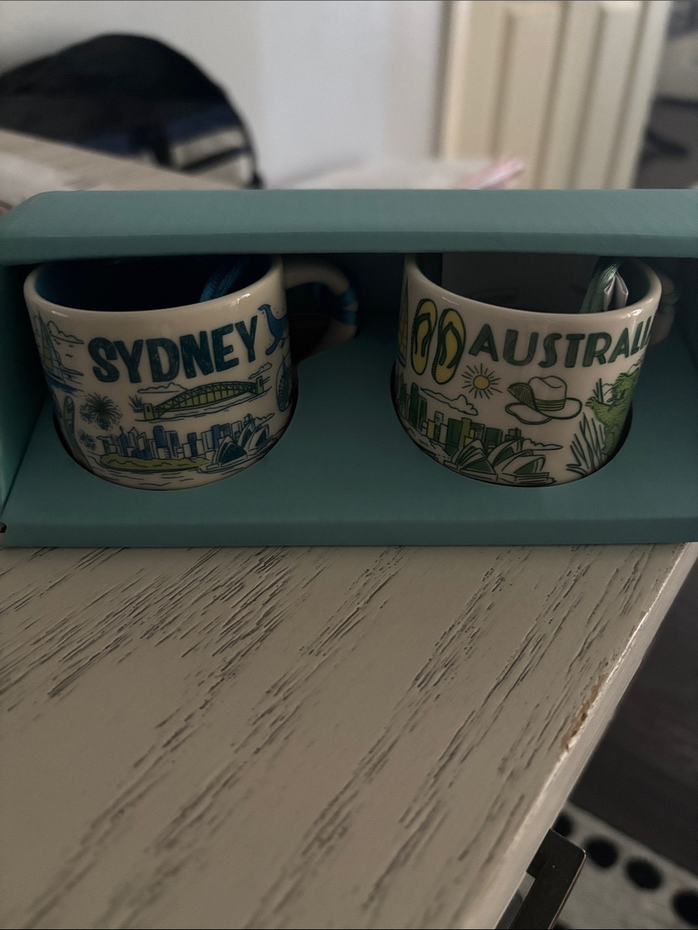 Starbucks Sydney & Australia Ceramic Mug Set - Blue, Green, Yellow Accents